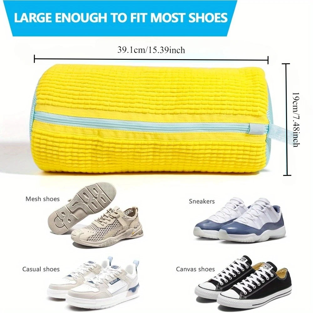 Durable Shoe Washing Machine Bag for All Shoe Types-Yellow with Blue